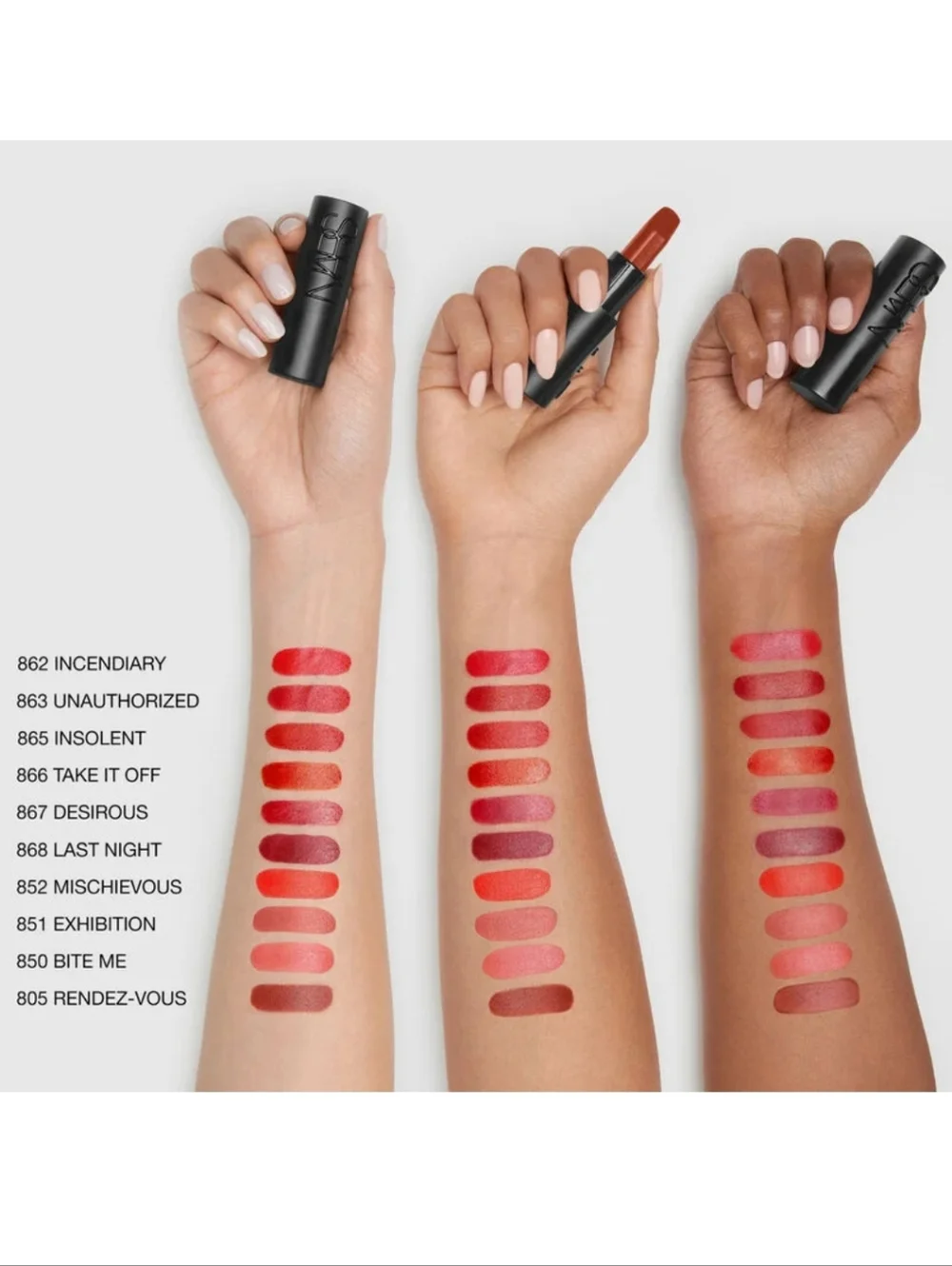 🌺NARS Desirous Explicit Lipstick Long Wear  Red Lipstick Satin Lipstick